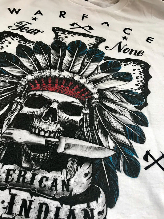 American Indian T-Shirt Native Apache Headress Tomahawk Aztec Mayan Geronimo Sitting Bull Western Cowboy Texas Oklahoma Arizona Tribe