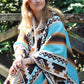 Native Southwest Wool Poncho Cape with Hood Handmade Unisex Coat
