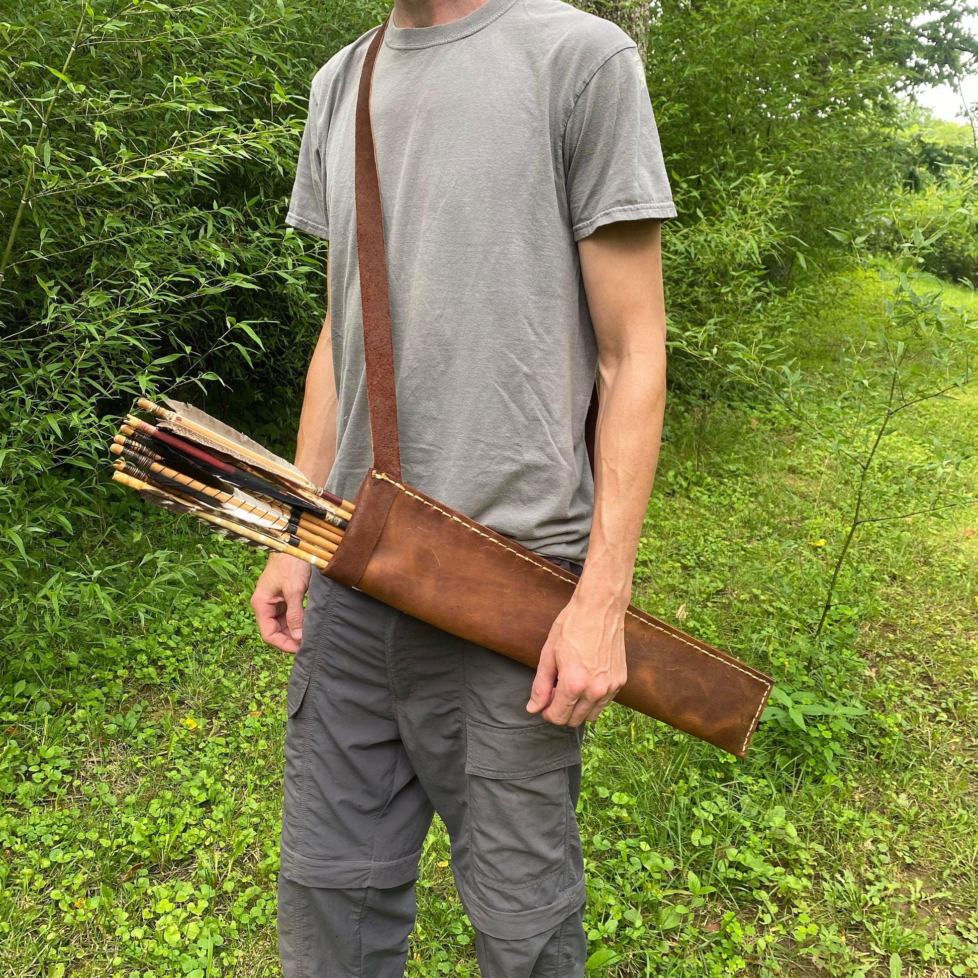 Brown Large Traditional Leather Archery Quiver