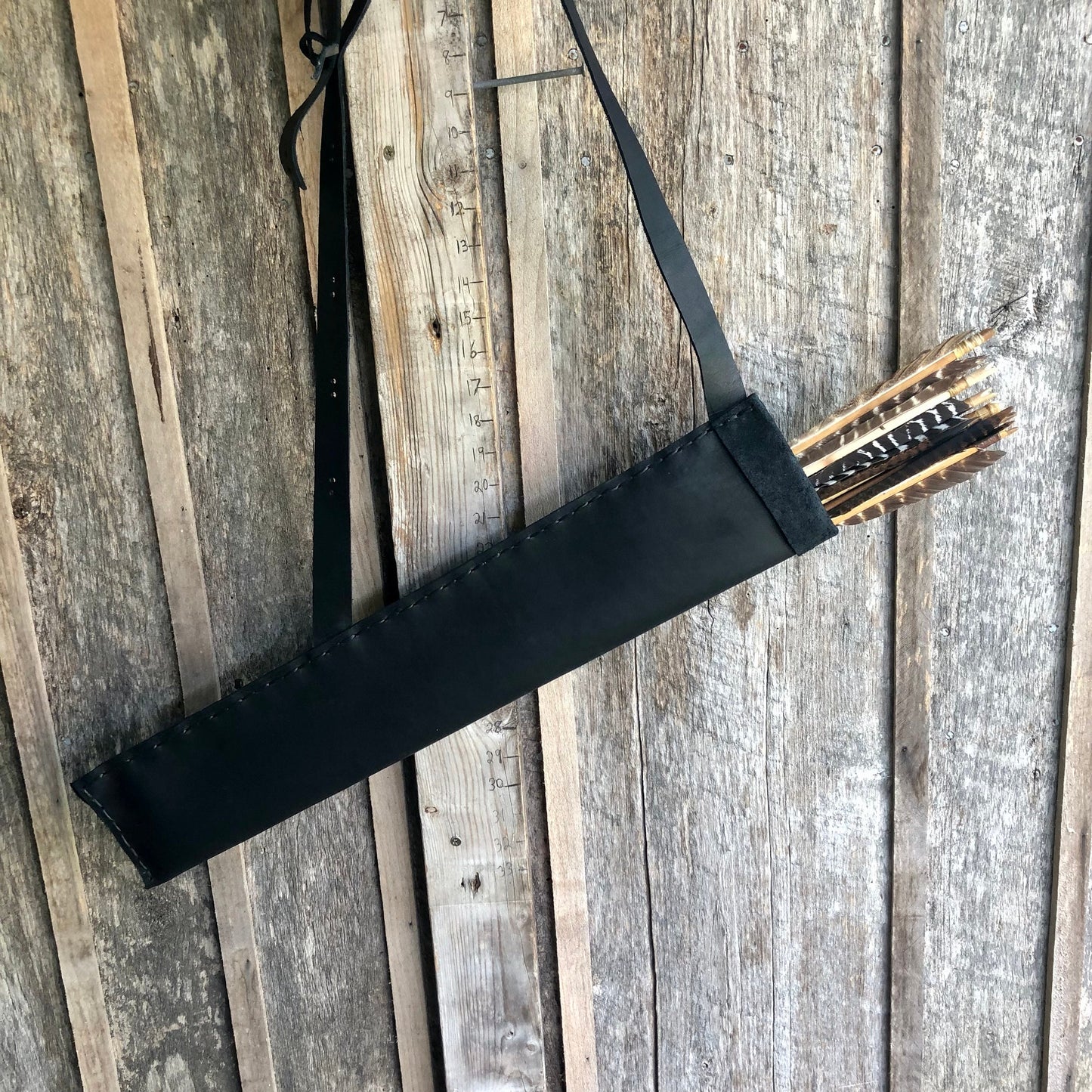 Black Large Traditional Leather Archery Quiver
