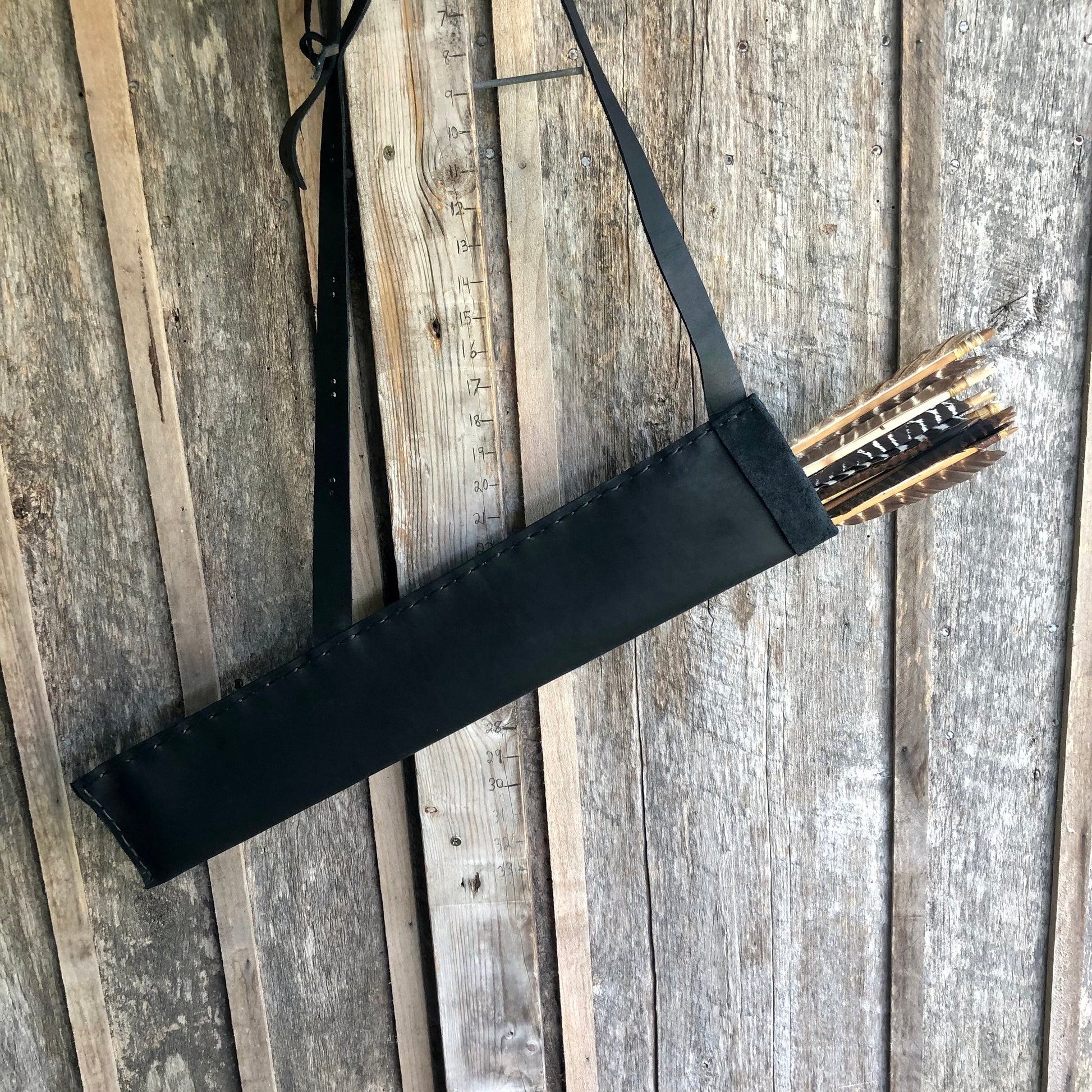 Black Large Traditional Leather Archery Quiver