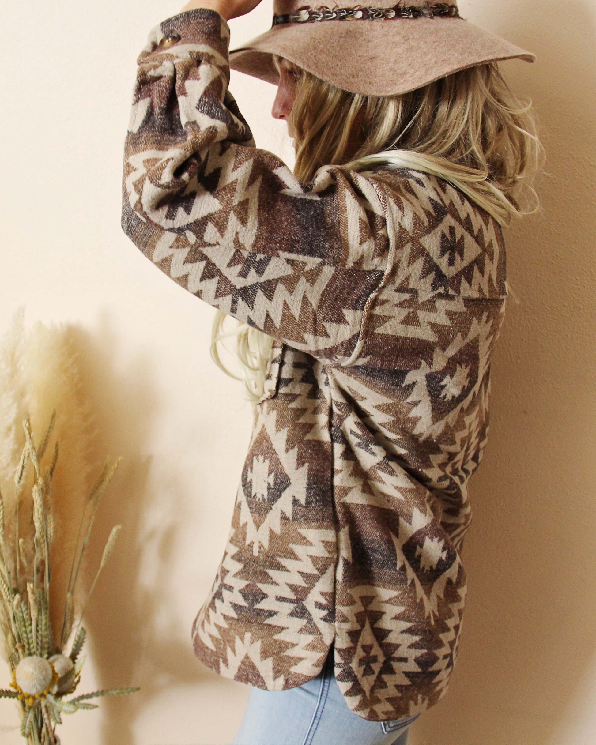 New Western Fall Aztec Native Vintage Inspired Shirt Jacket Coat ~ Women'S Size Small Medium Large & X-Large