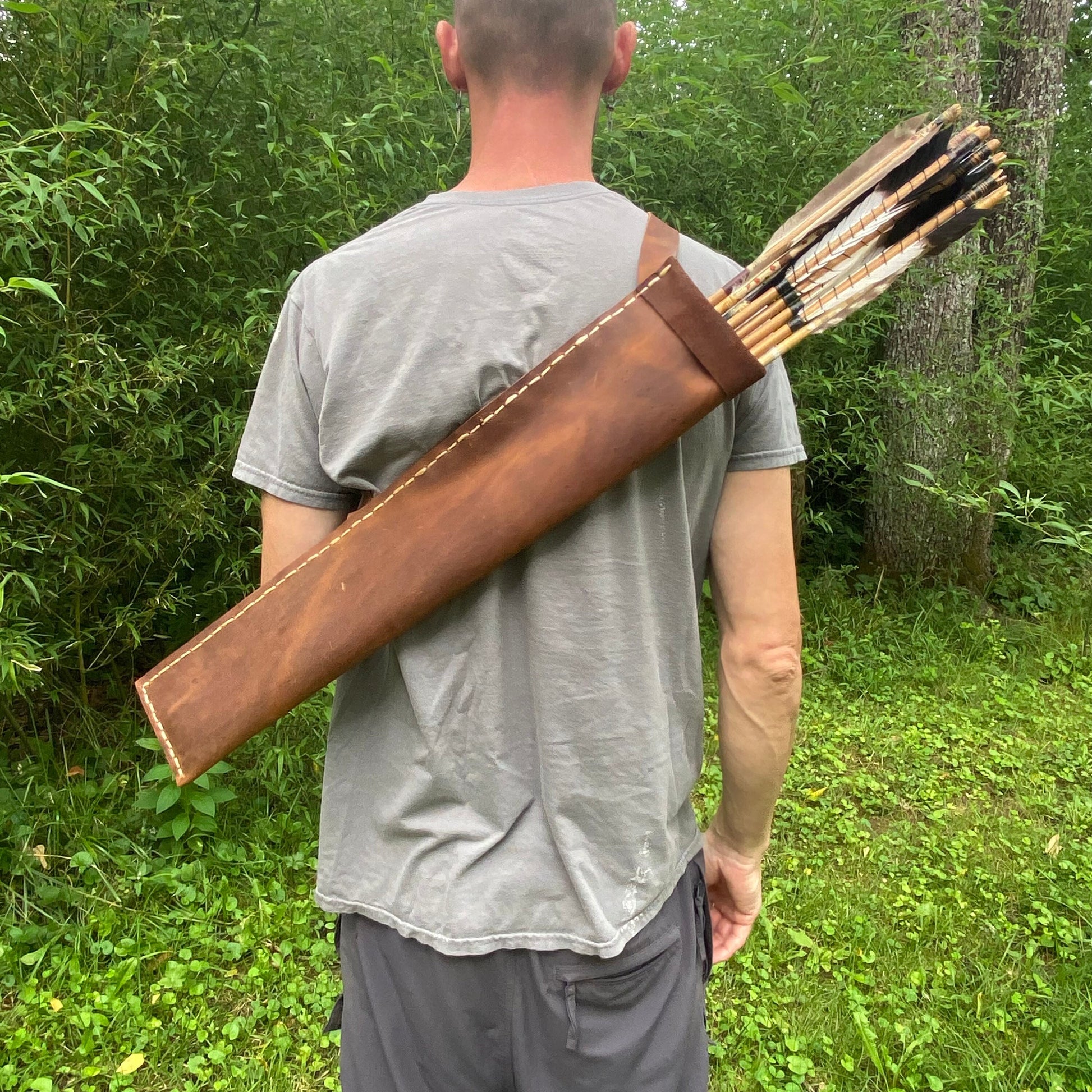 Brown Large Traditional Leather Archery Quiver