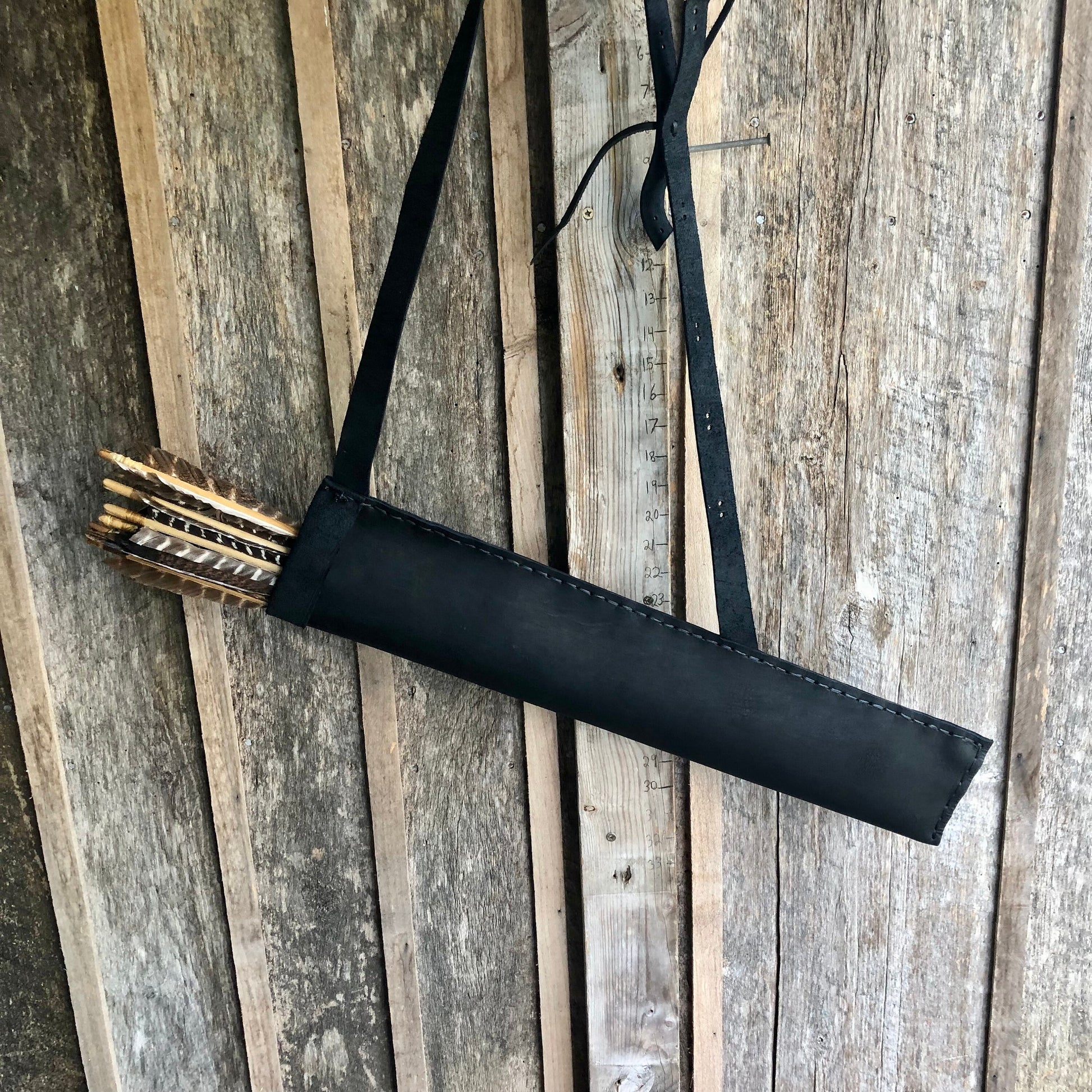 Black Large Traditional Leather Archery Quiver