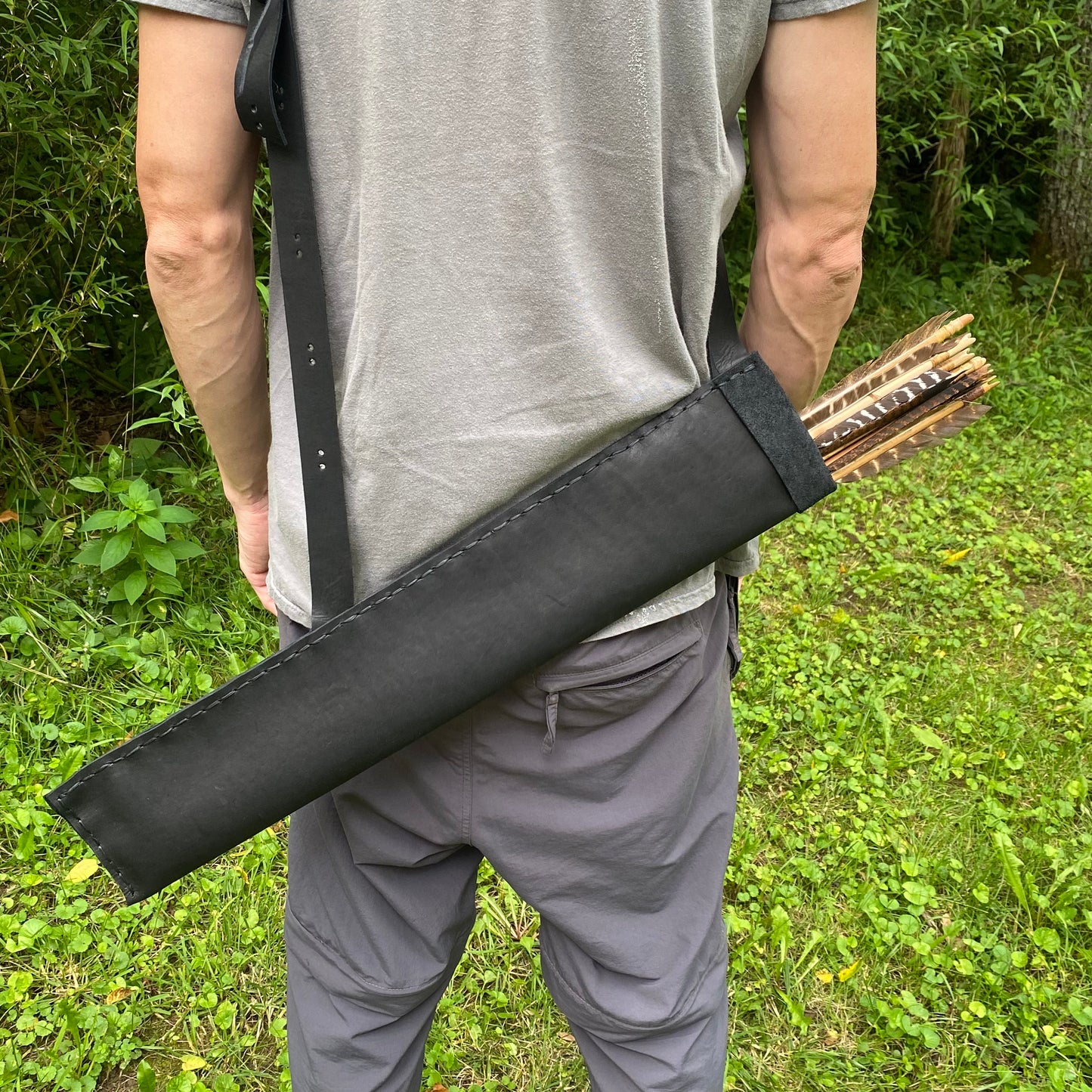 Black Large Traditional Leather Archery Quiver