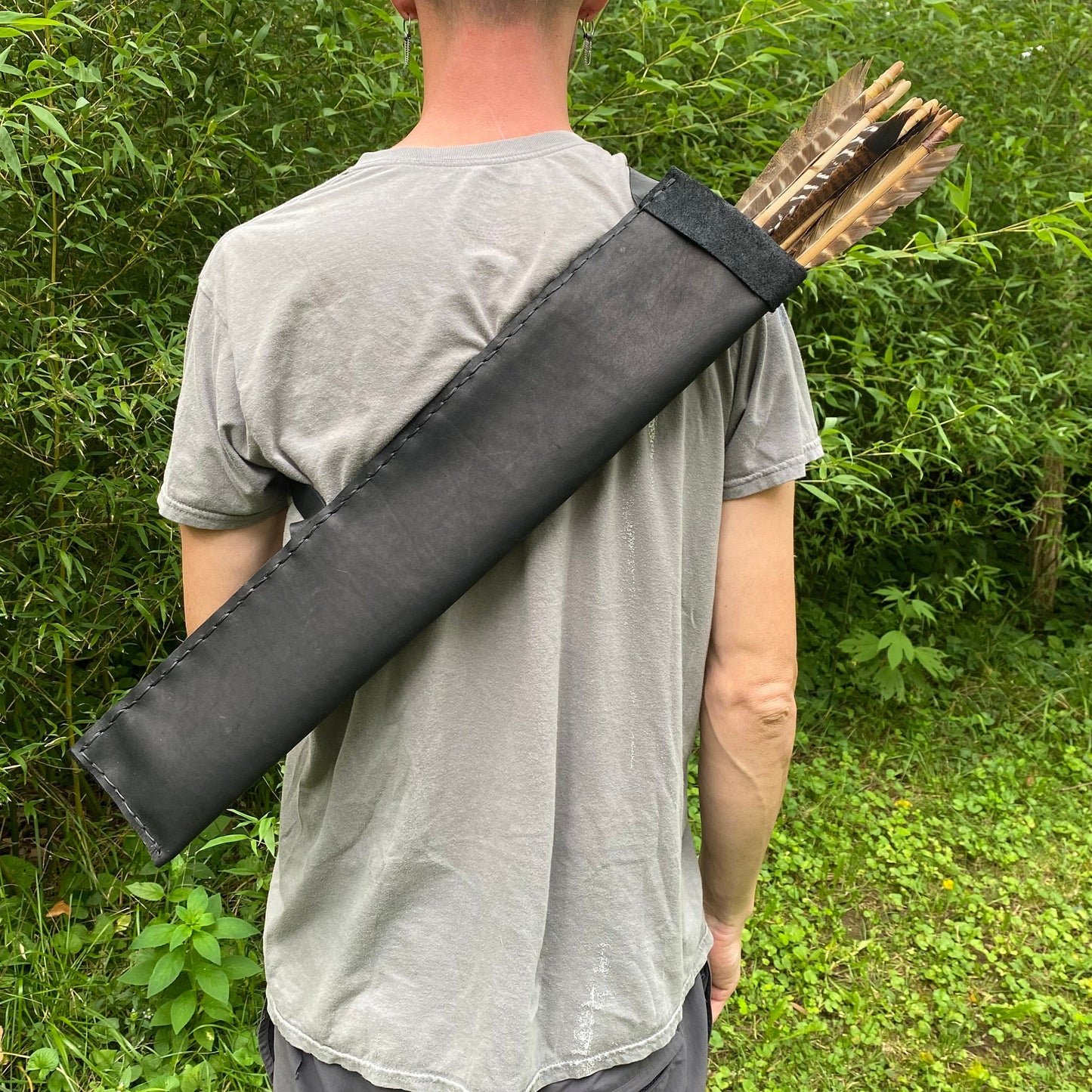 Black Large Traditional Leather Archery Quiver