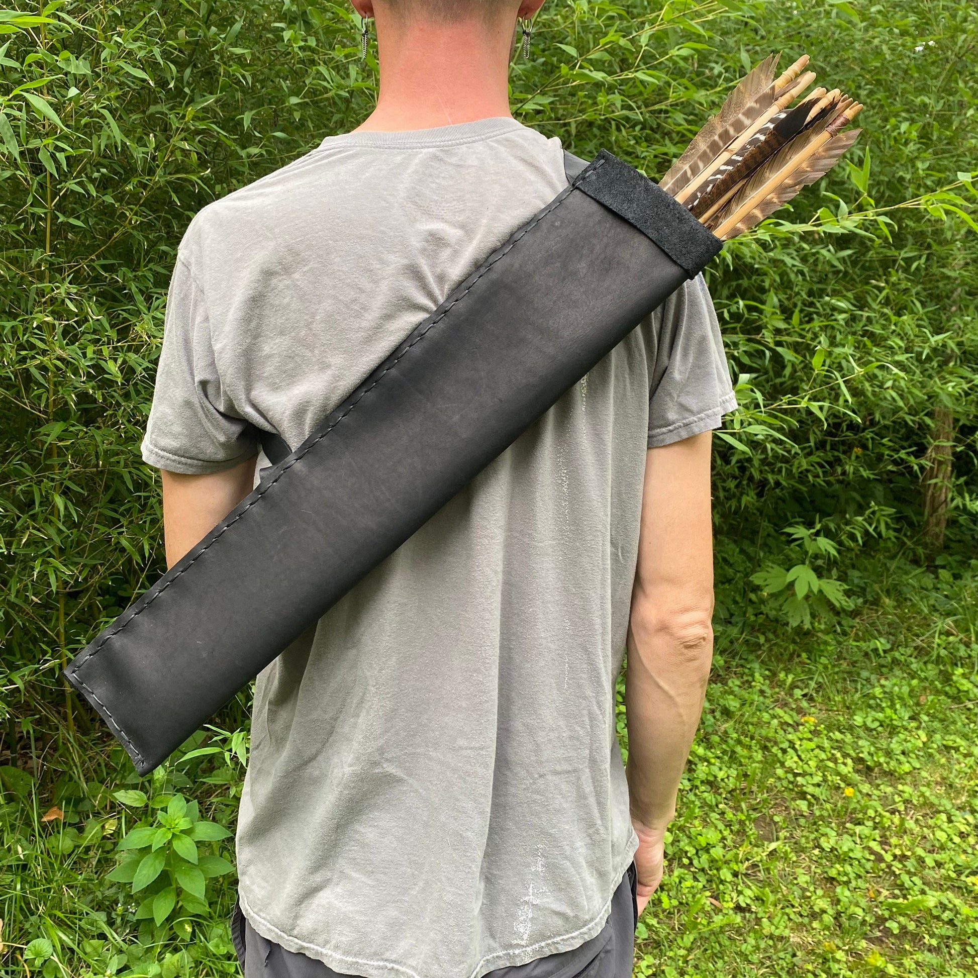Black Large Traditional Leather Archery Quiver