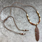 Adjustable Cotton Cord Copper Feather Choker, Turquoise Bone Glass Picasso Seed Beads, Men'S Native American Boho Western Necklace