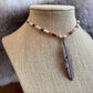 Adjustable Cotton Cord Copper Feather Choker, Turquoise Bone Glass Picasso Seed Beads, Men'S Native American Boho Western Necklace