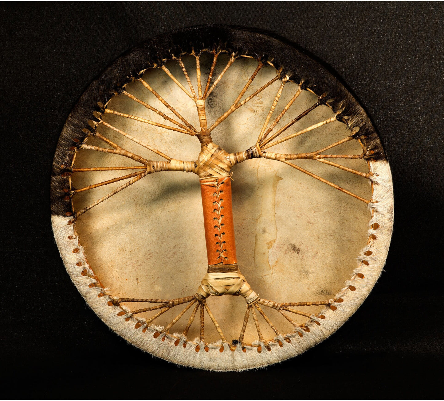 Terre Shaman Drum Made of Goat Skin with Hair - Viking Leather Style - Melodic Rituals, Cultural Artistry, Musical Gift