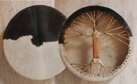Terre Shaman Drum Made of Goat Skin with Hair - Viking Leather Style - Melodic Rituals, Cultural Artistry, Musical Gift