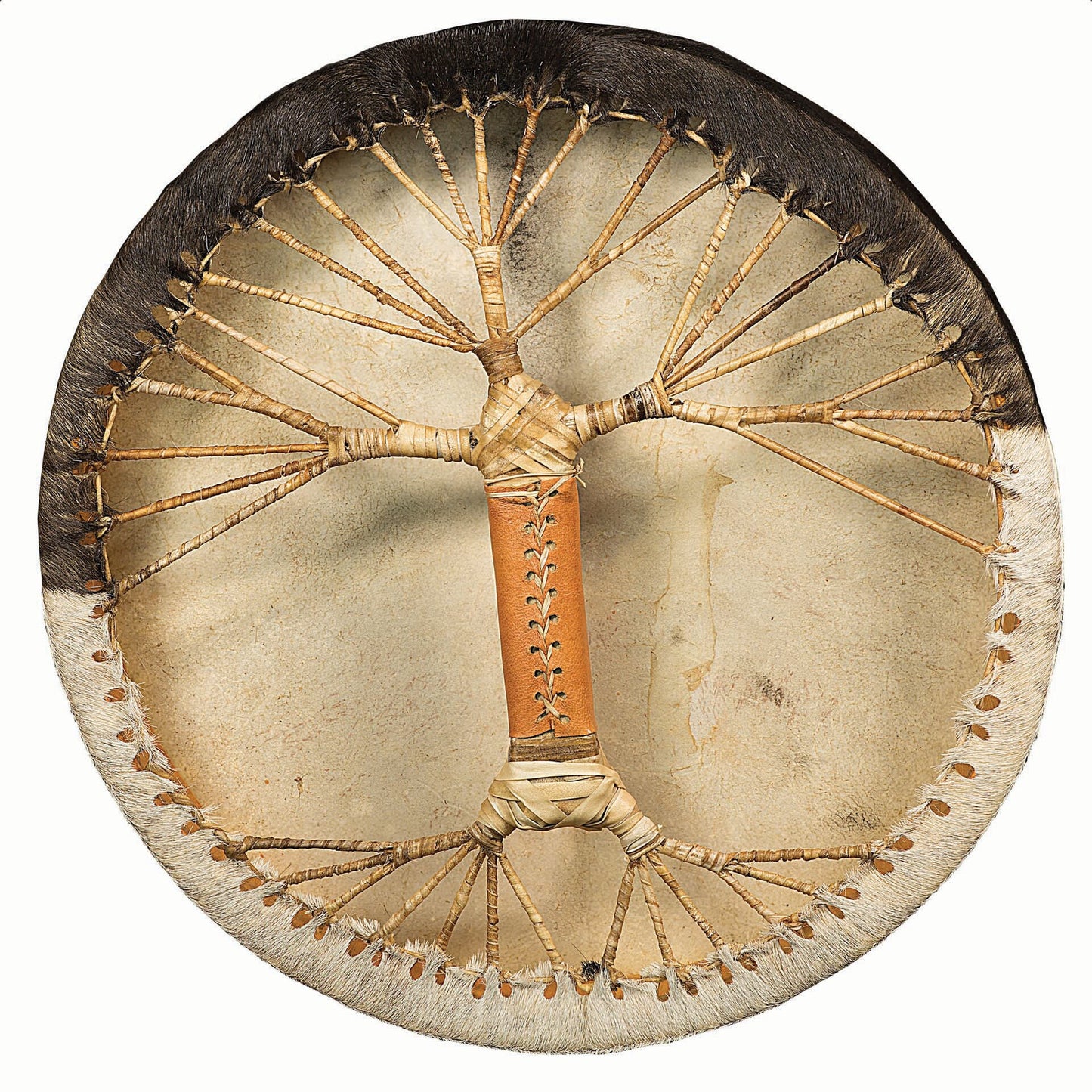 Terre Shaman Drum Made of Goat Skin with Hair - Viking Leather Style - Melodic Rituals, Cultural Artistry, Musical Gift