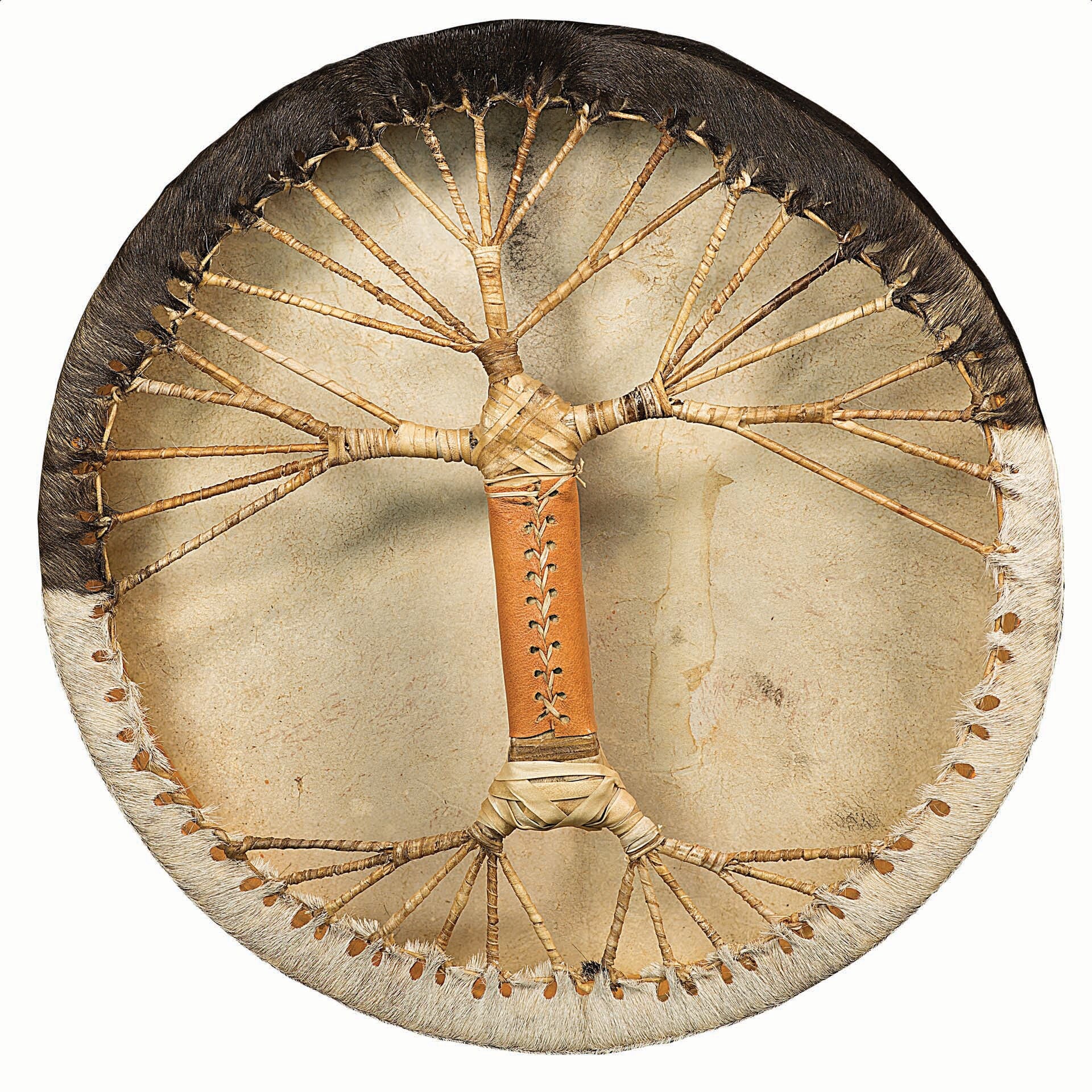 Terre Shaman Drum Made of Goat Skin with Hair - Viking Leather Style - Melodic Rituals, Cultural Artistry, Musical Gift