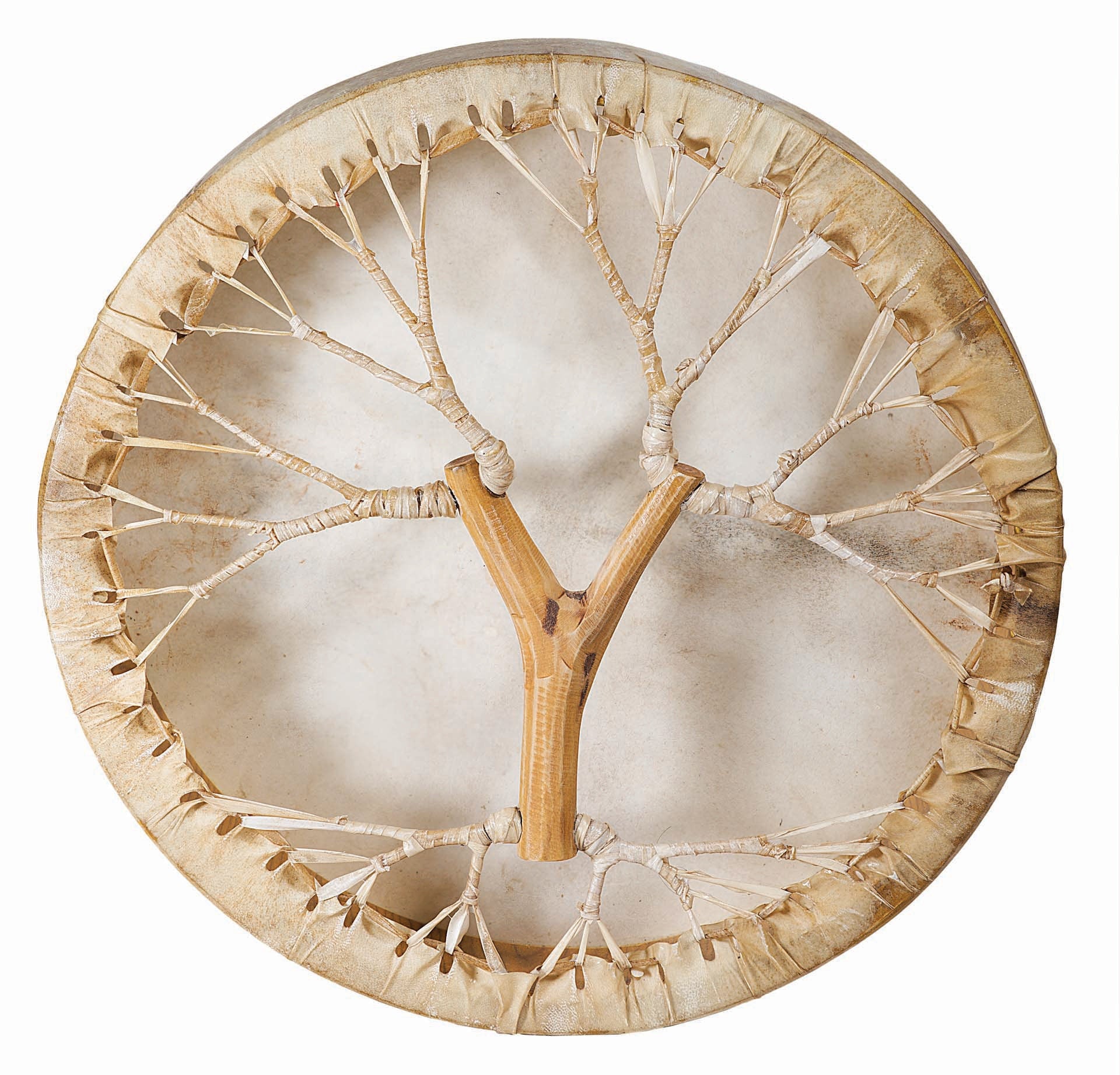 Terre Handmade Shaman Drum - round 16" 18" 20" with Goat Skin - Tree Style on the Back and Handle - Embrace Nature'S Rhythms