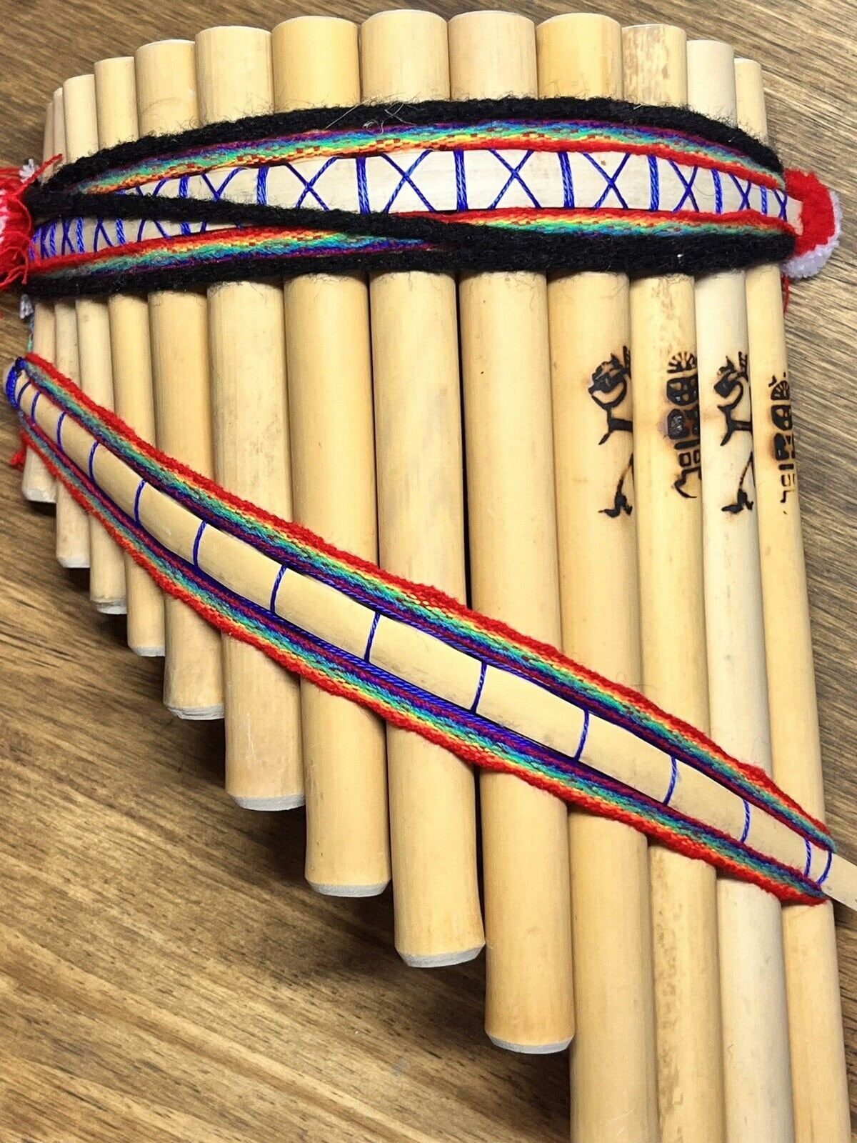 Handmade Peruvian Bamboo Pan Flute: 13-Pipe Left-Handed Instrument