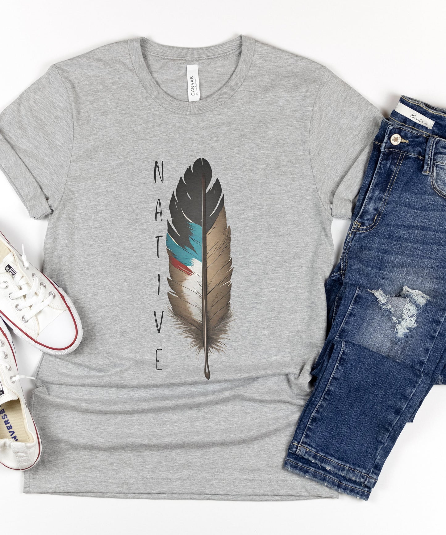 Native Feather Graphic Tee - Unisex Tribe Pride Shirt