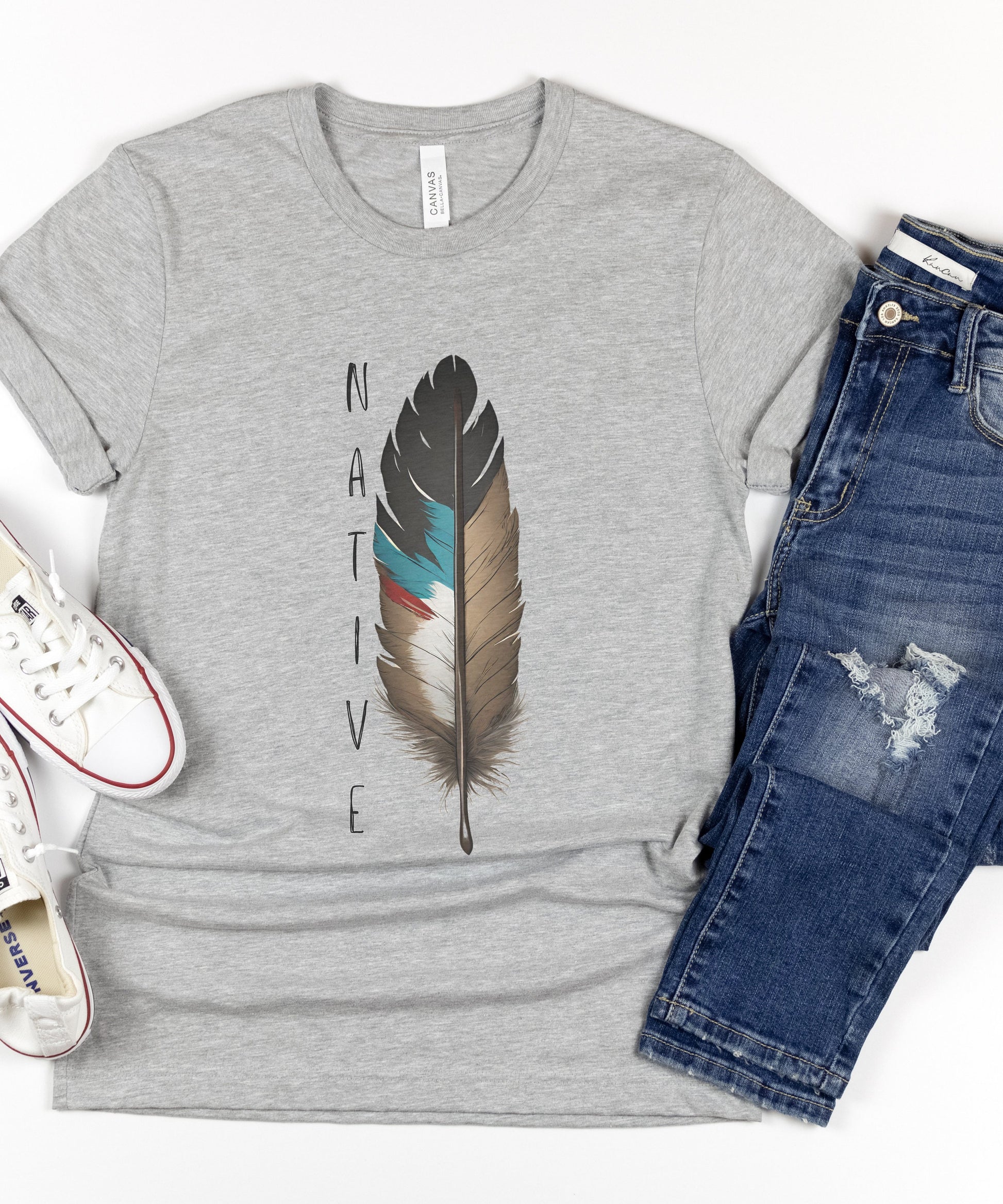 Native Feather Graphic Tee - Unisex Tribe Pride Shirt