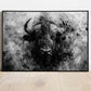Bison Portrait Black and White Canvas Print, Abstract Wildlife Art, Bison Wall Decor, Slim Canvas Print, Contemporary Wildlife Art
