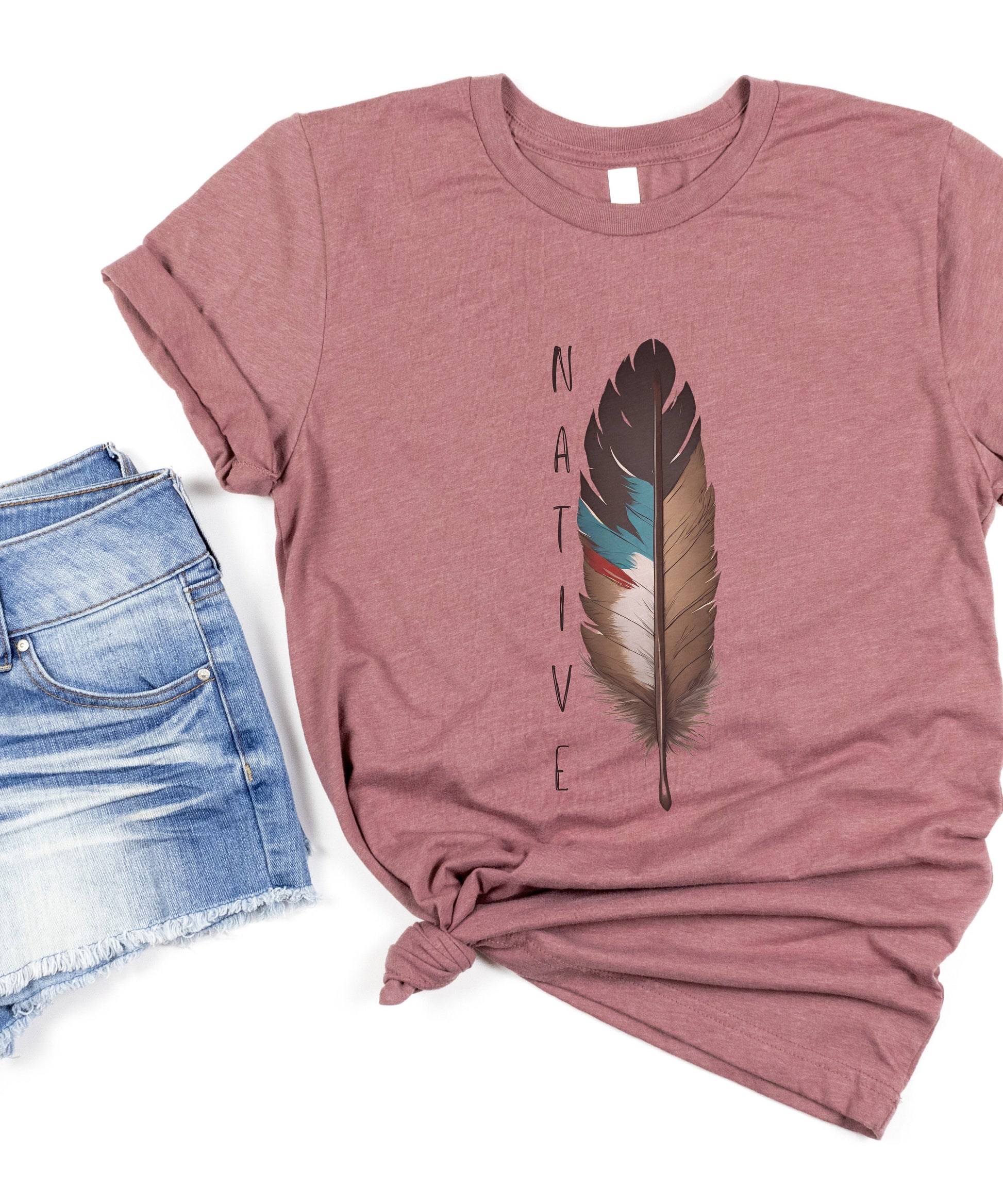 Native Feather Graphic Tee - Unisex Tribe Pride Shirt