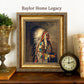 Framed Native American Oil Painting Print on Canvas, Indian Chief Canvas Art Print of Antique Painting, Framed Fine Art Native American Art