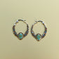 Blue 925 Silver Vintage Ethnic Style Feather Enamel Turquoise Earring Literature Tibetan Earrings