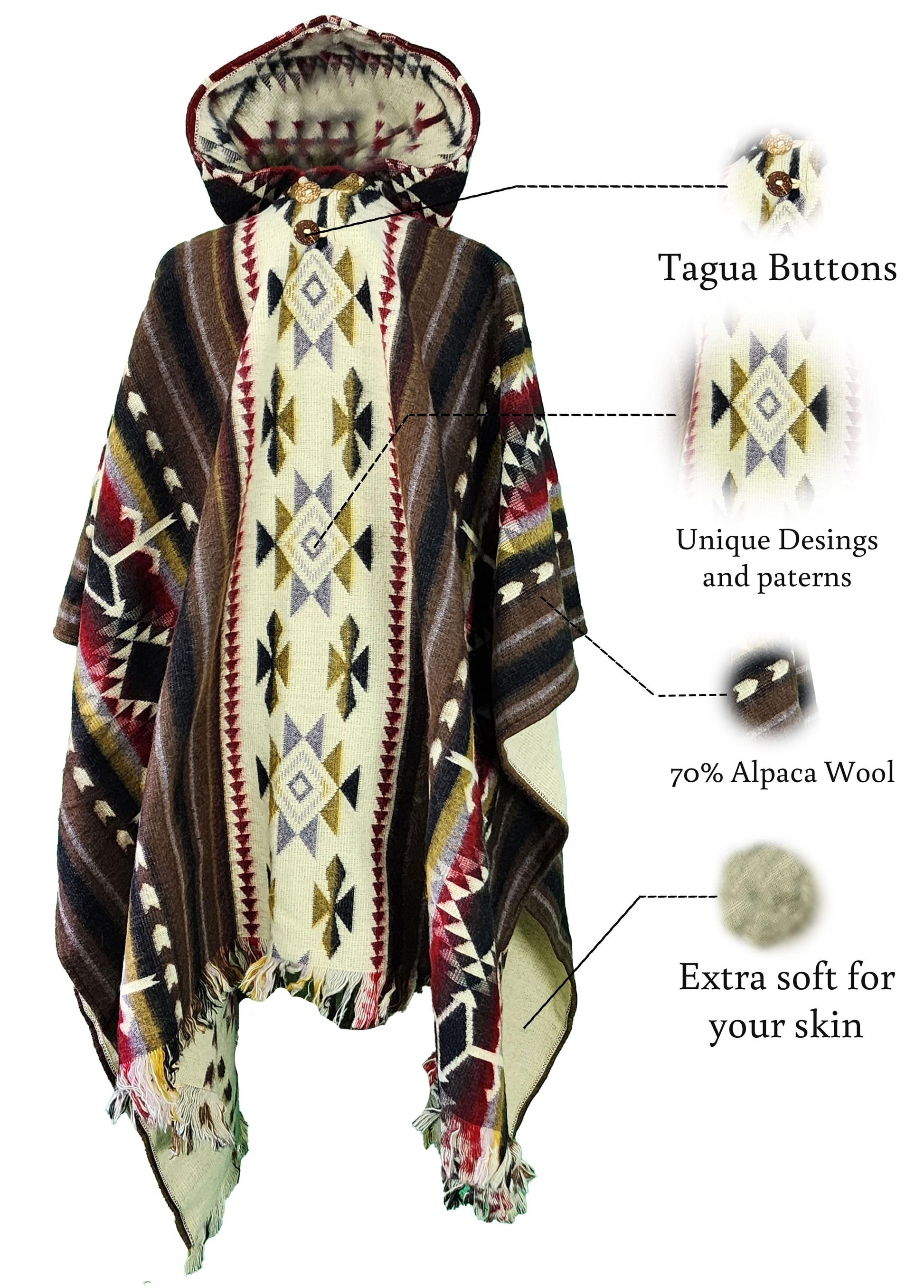 Alpaca World | Alpaca Ponchos for Men and Women | Handmade with the Best Baby Alpaca Wool Material by Ecuadorian Artisans