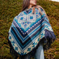 Handmade Baby Alpaca Wool Poncho: Geometric Bohemian Style