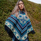 Handmade Baby Alpaca Wool Poncho: Geometric Bohemian Style