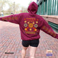 Ojibwe Floral Hoodie, Indigenous Tribal Flower Pattern Hooded Sweatshirt, Colorful Native American Clothing, Unisex Trendy Oversized Hoodie