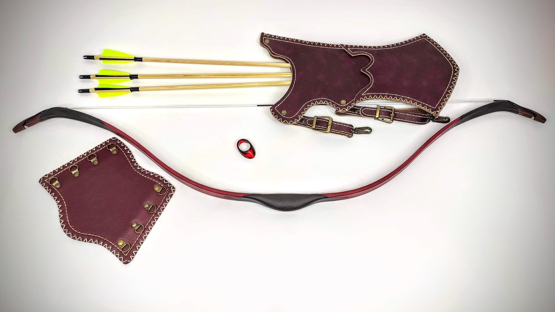 Turkish Archery Bow Set: Beginner Training, Arrows, Quiver, Thumbring