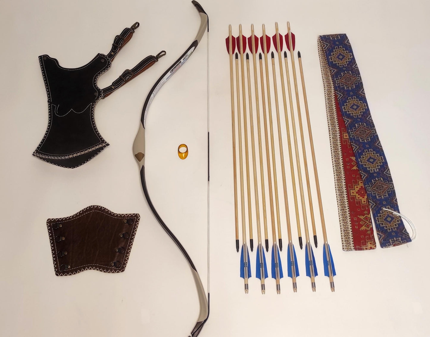 Turkish Archery Bow Set: Beginner Training, Arrows, Quiver, Thumbring