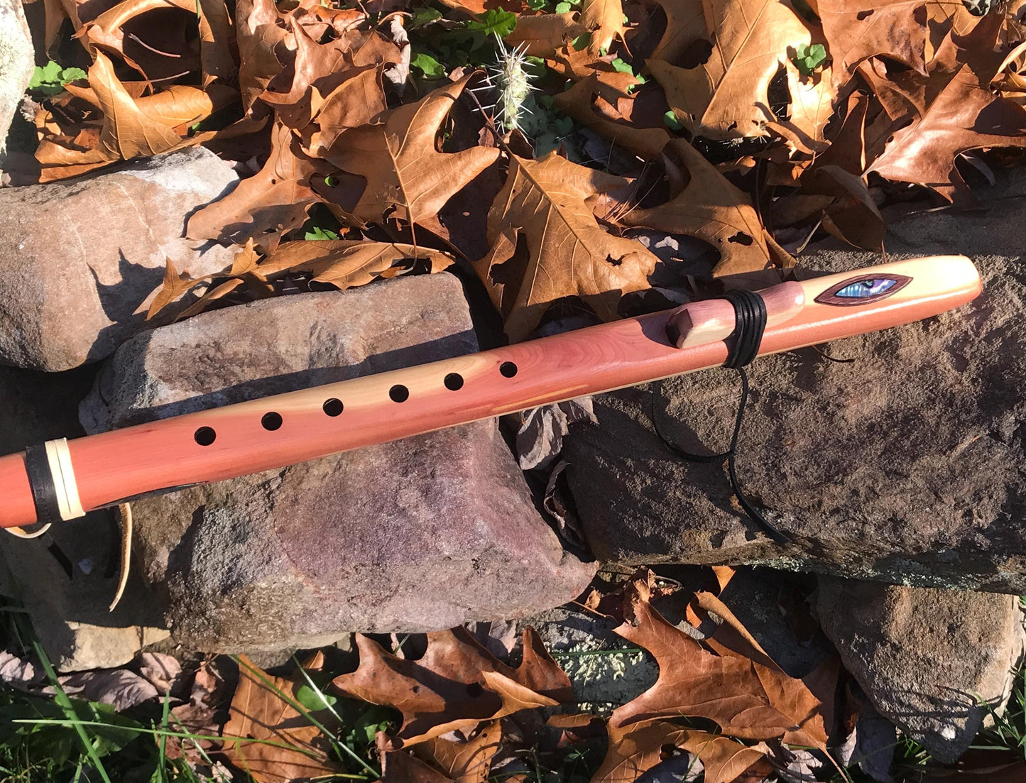 Native-American Style Cedar Flute - Walnut/Abalone Design