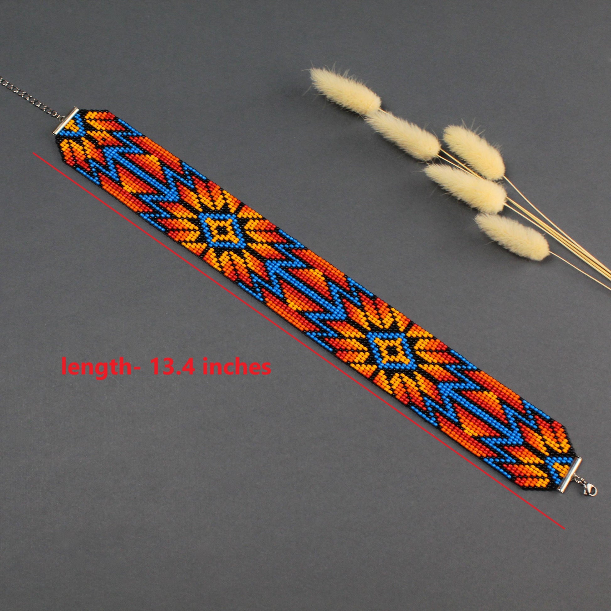 Native Seed Bead Loom Bracelet: Wide Czech Beadwork