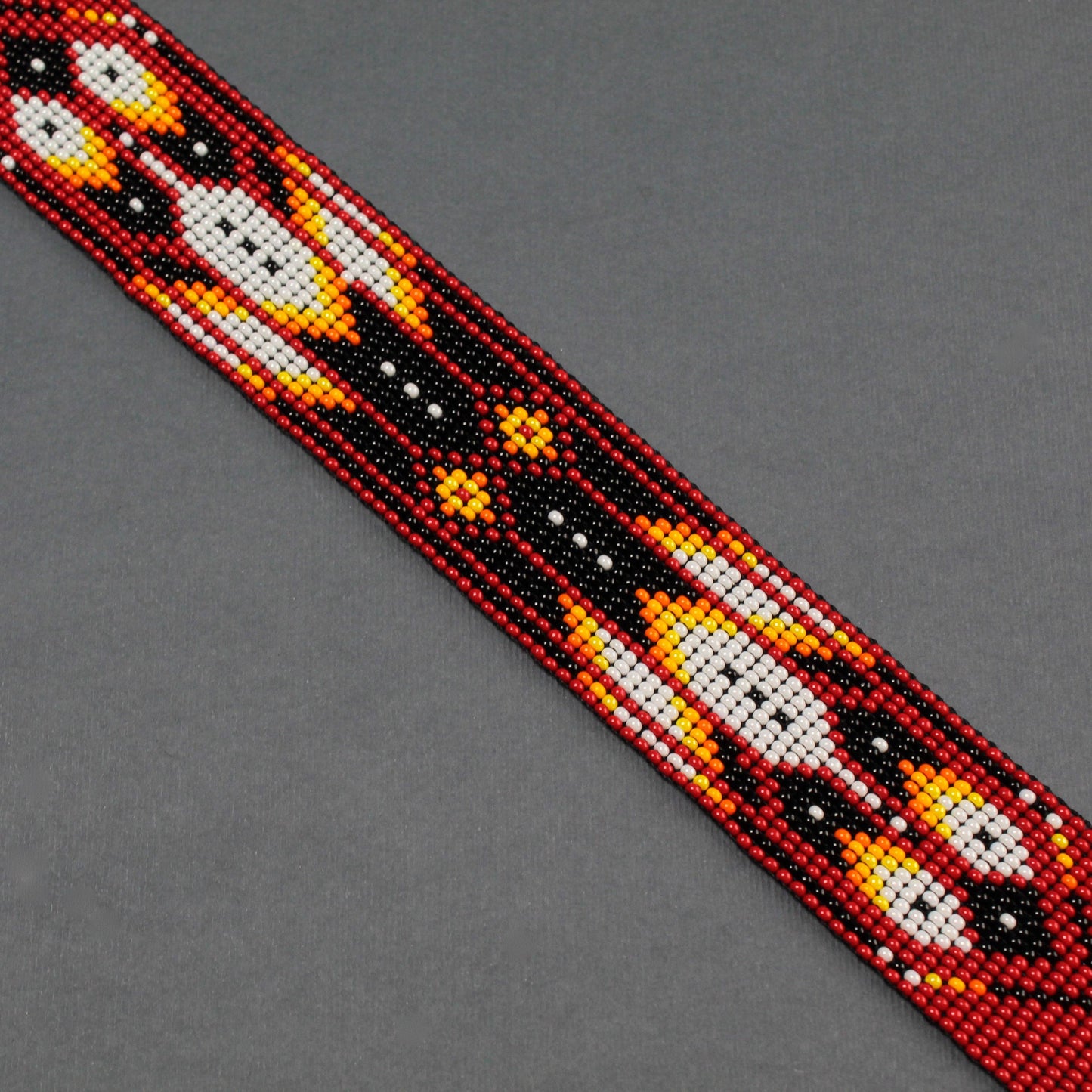 Red Beaded Choker Necklace: Feather Design, Czech Beads