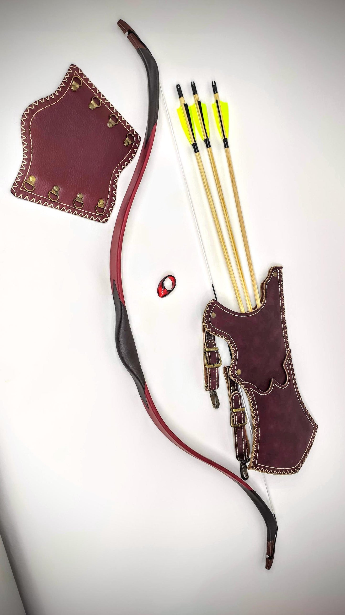 Turkish Archery Bow Set: Beginner Training, Arrows, Quiver, Thumbring