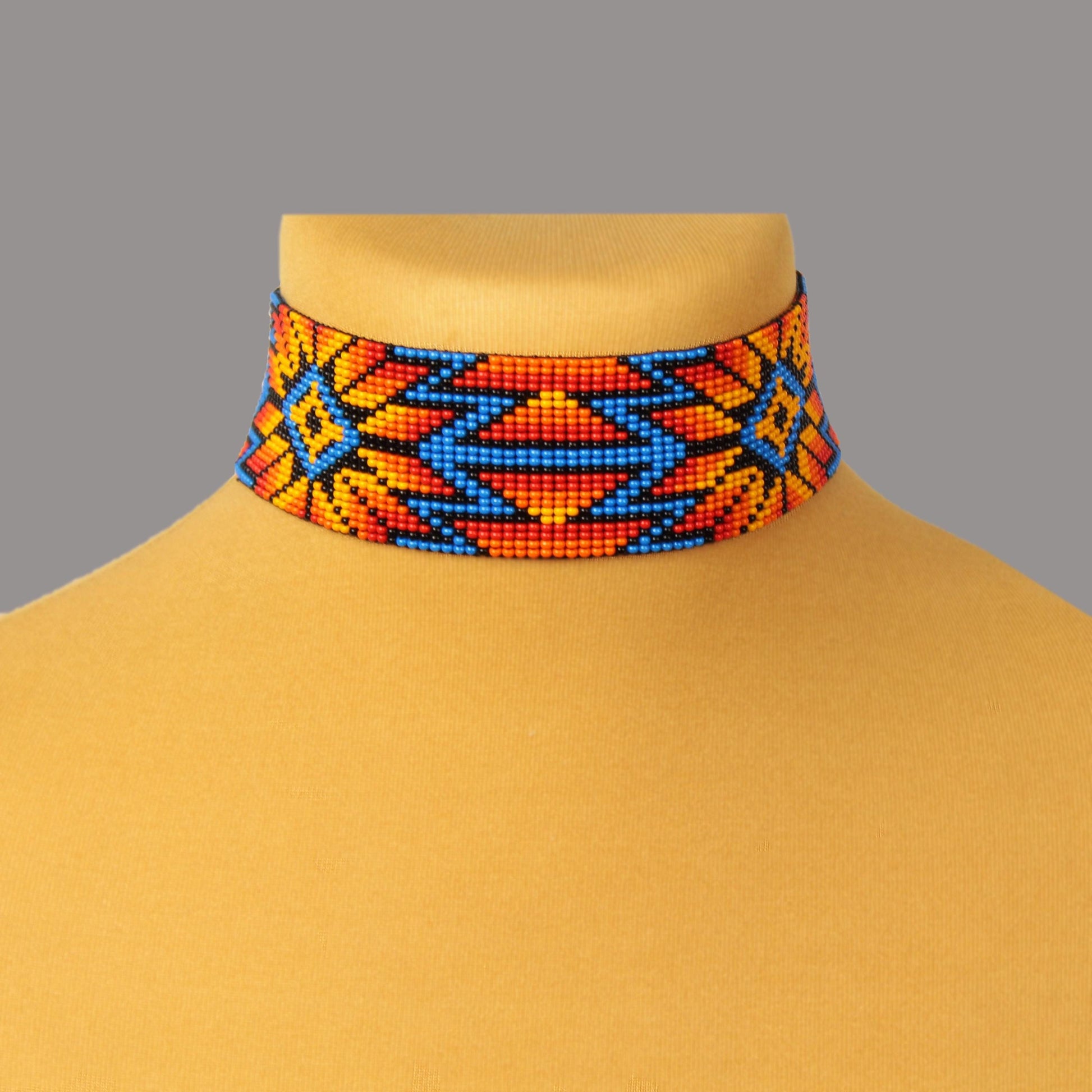 Native Seed Bead Loom Bracelet: Wide Czech Beadwork