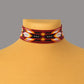 Red Beaded Choker Necklace: Feather Design, Czech Beads