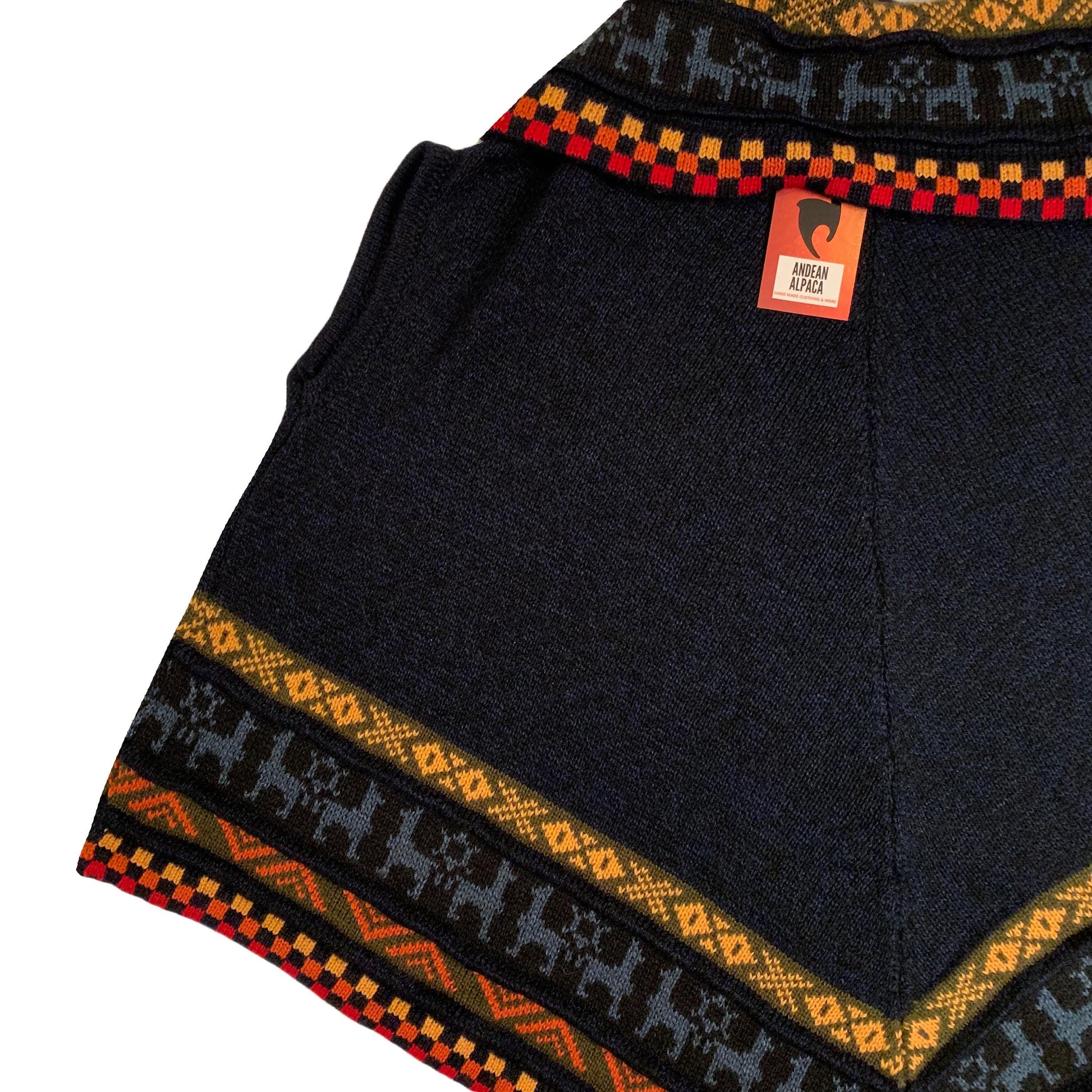 ANDEAN ALPACA HANDMADE Women Black Cape Coat Poncho Size S M