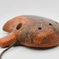 Ceramic Ocarina Raven and Castle. Clay Flute with Hand Engraving in Fantasy Style