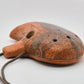 Ceramic Ocarina Raven and Castle. Clay Flute with Hand Engraving in Fantasy Style