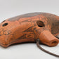 Ceramic Ocarina Raven and Castle. Clay Flute with Hand Engraving in Fantasy Style