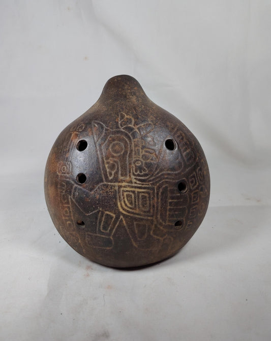Inca Ceramic Ocarina - Andean Condor God - Natural Style Musical Instrument and Ritual Piece