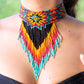 Handmade Beaded Choker Necklace - Traditional Mexican Huichol Style-Aztec Princess