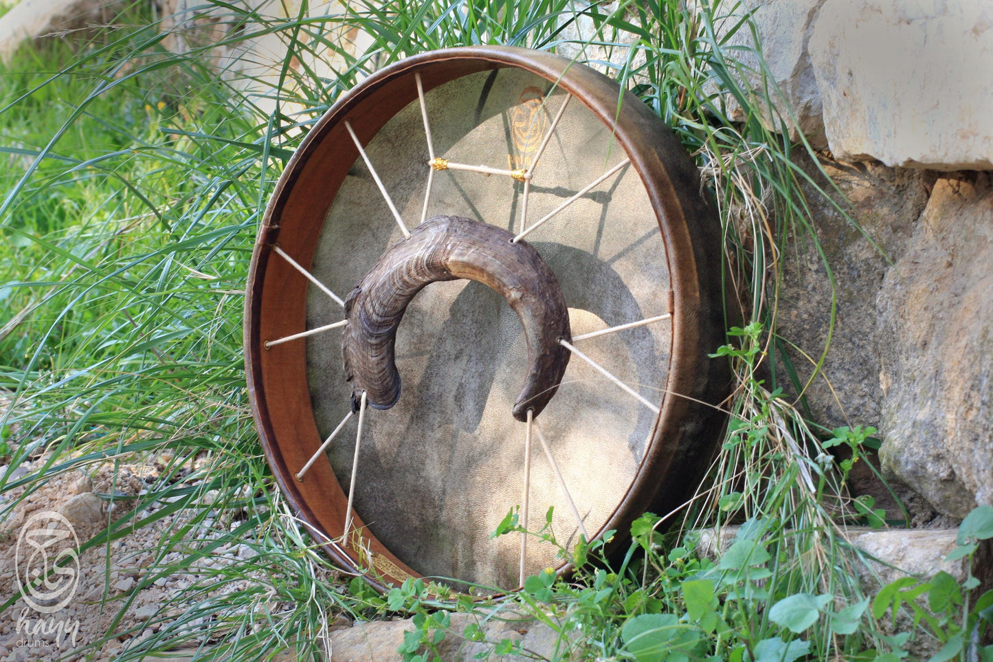 Air Tuning Shaman Drum with Goat Horn Handle (Medium Size)