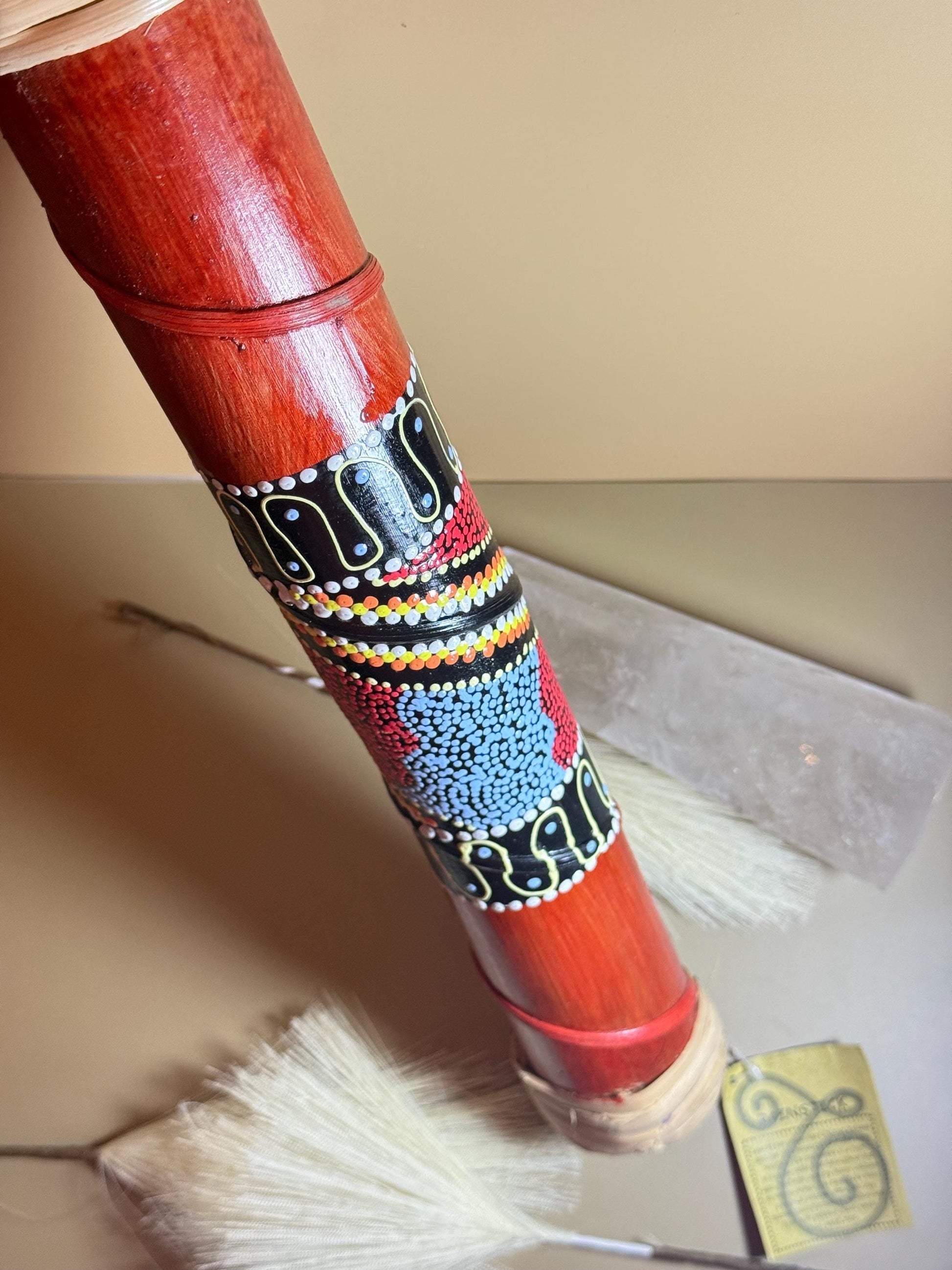 Hand-Painted Bamboo Rainstick: Indonesian Sound Healing Instrument