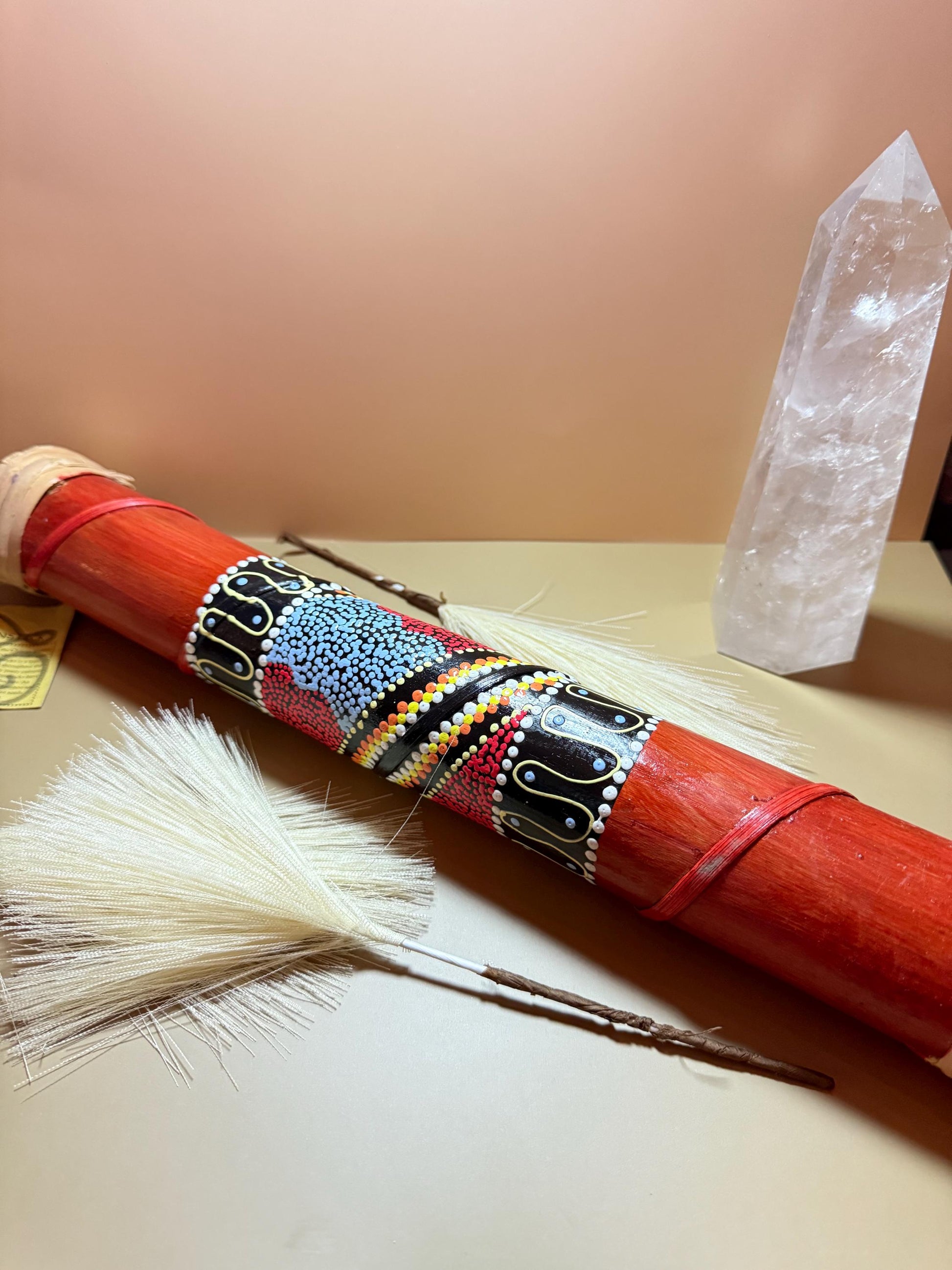 Hand-Painted Bamboo Rainstick: Indonesian Sound Healing Instrument