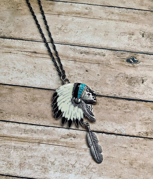 Cherokee Indian Chef Western Tribe Necklace