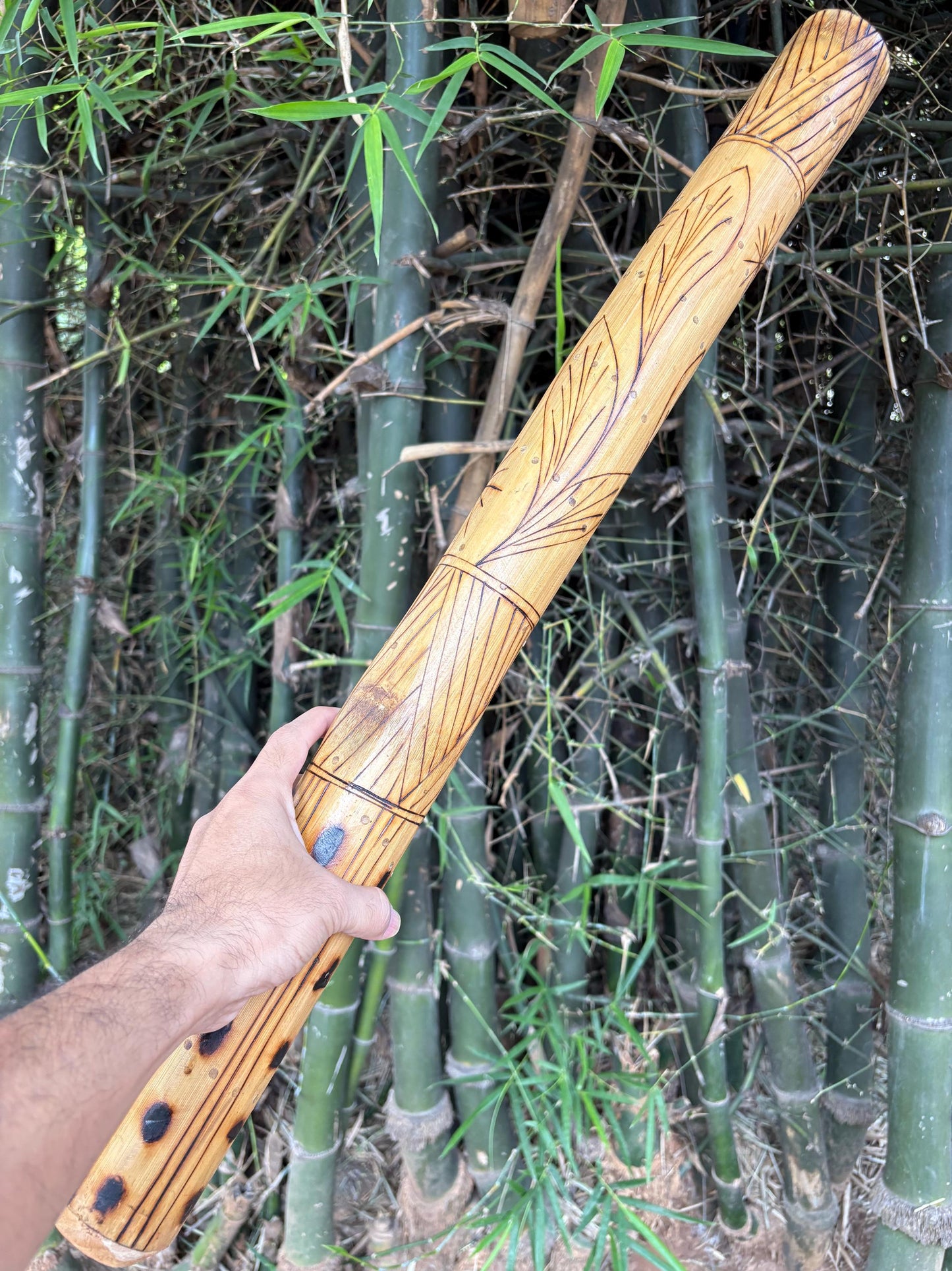 Handmade Bamboo Rainstick: Tribal Art Sound Instrument, Boho Decor (80Cm