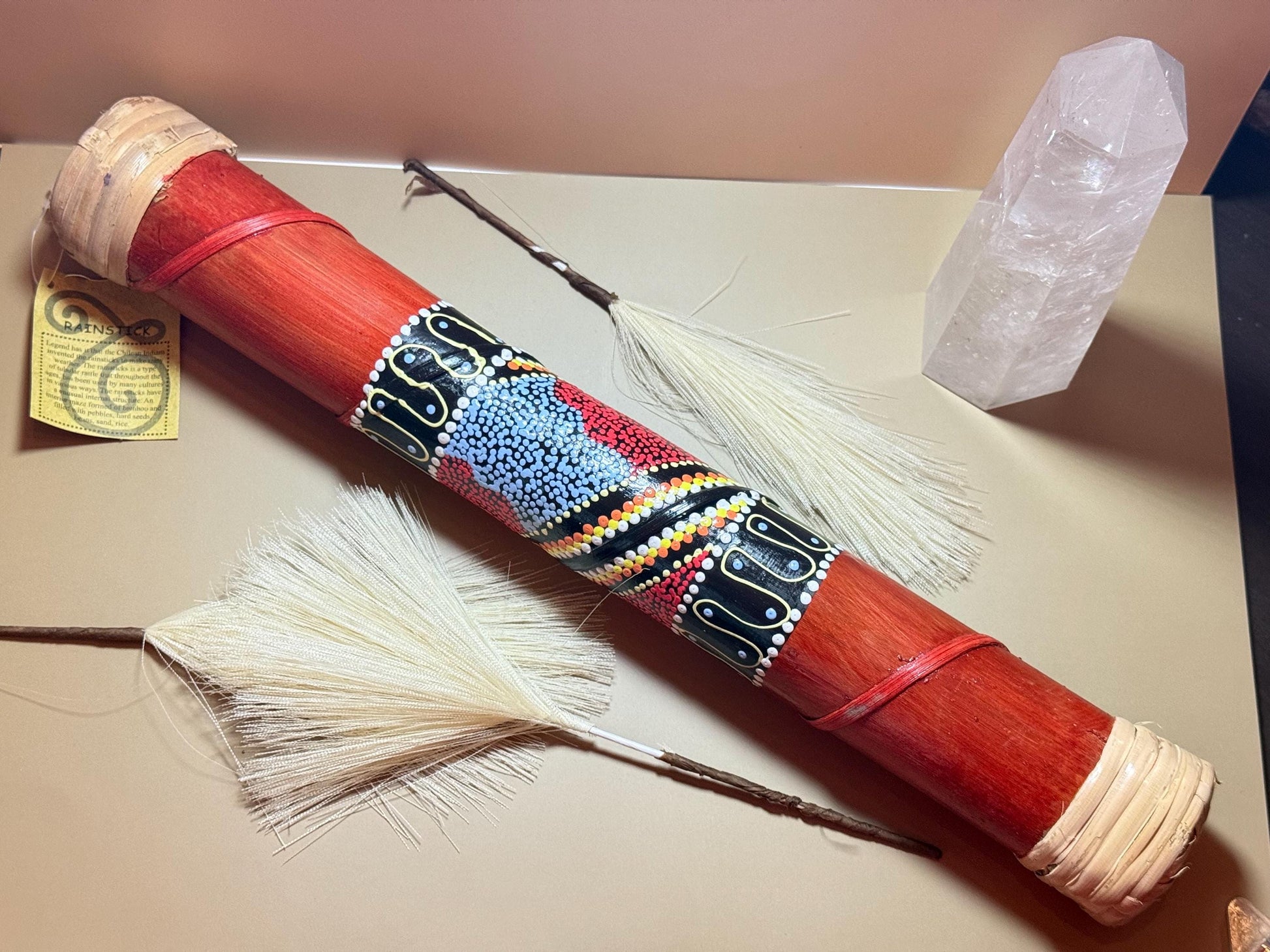 Hand-Painted Bamboo Rainstick: Indonesian Sound Healing Instrument