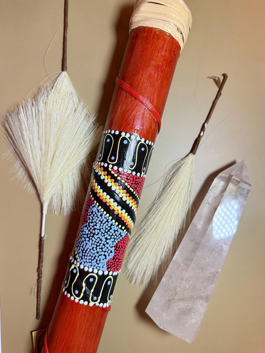 Hand-Painted Bamboo Rainstick: Indonesian Sound Healing Instrument